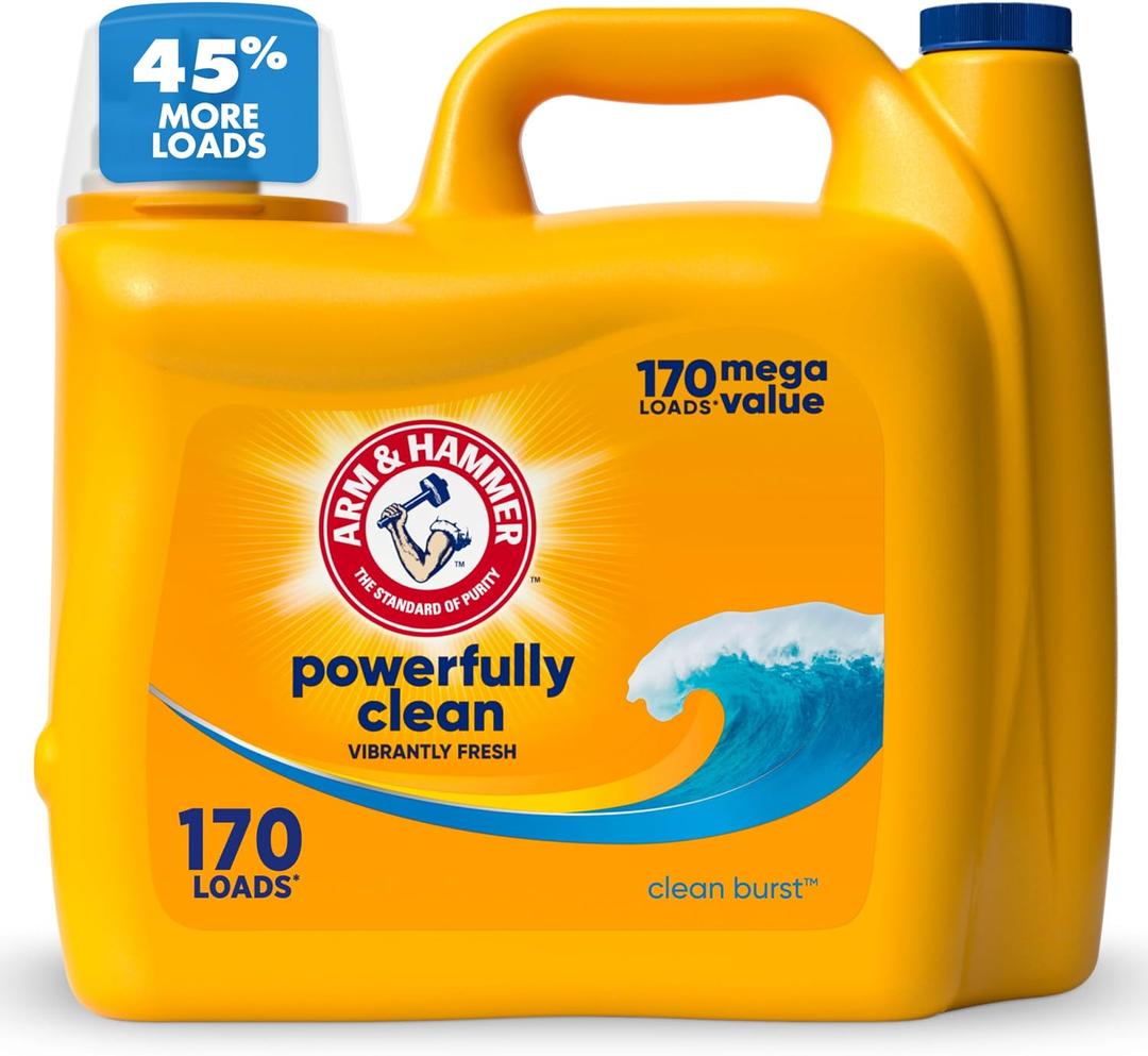 ARM & HAMMER Liquid Laundry Detergent, Clean Burst Fresh, 170 fl oz, 170 Loads