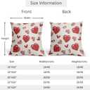 2 x Valentines Day Pillow Covers 18x18 Set of 2 Beige Red Heart Throw Pillow Covers Love Pillowcase Linen Decoration Farmhouse Holiday Cozy Soft Cushion Case Couch for Indoor Outdoor Home Decor