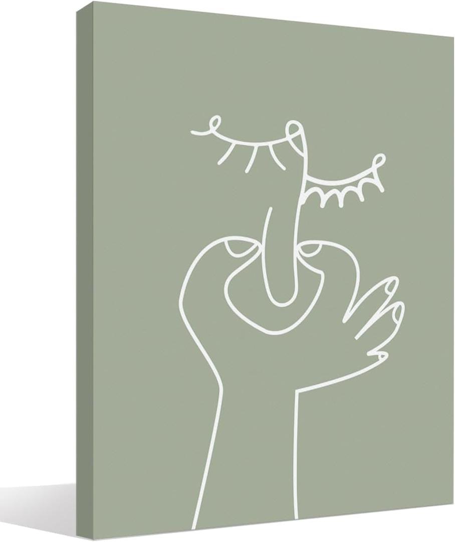 BIWSHA Funny Toilet Canvas Wall Art, Minimalist Modern Restroom Wall Decor, Holding Nose Humor Bathroom Decor, 11x14 Inch - Sage Green