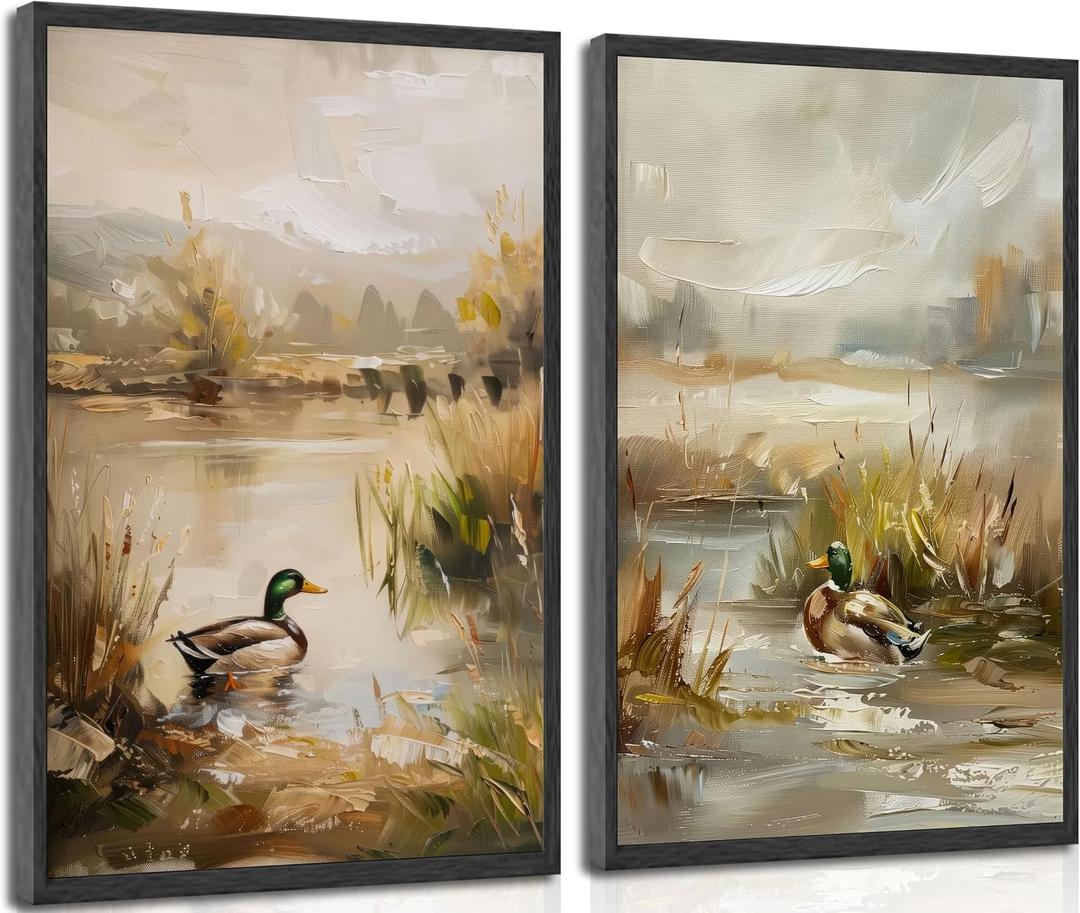 YUFXSTZV Vintage Mallard Duck Pond Wall Art Room Wall Decor 16x24 Unframed, 16x24 posters