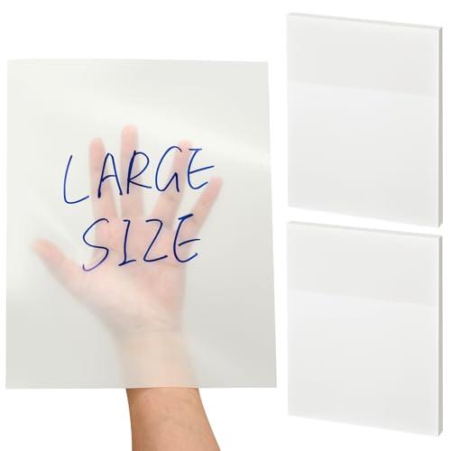 Gueevin 2 Pads 100 Sheets 8.5 x 11 Inch Transparent Sticky Notes, Extra Large Clear Self Sticky Notes, Waterproof Jumbo Translucent Paper, Office Supply