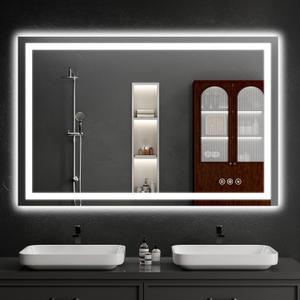 36"x48" LED Bathroom Mirror with Lights, DimmableAnti-FogBathroom Vanity Mirror for Wall, Backlit + Front Lit, Memory Function, Shatter-ProofTempered Glass