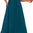 BTFBM Womens Summer Dresses 2026 Casual Short Sleeve V Neck Drawstring Wedding Guest Maxi Dresses Boho Beach Long Dress (XL)