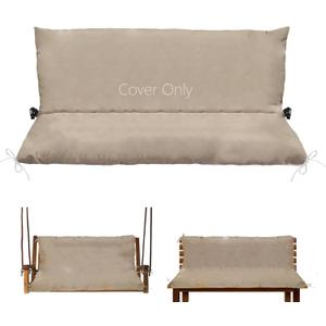 Oslimea Swing Cushion Cover Replacement 47 x 40 Outdoor Porch Swing Cushions 2-3 Seater Replacement Cover with Ties and Buckle Waterproof for Outdoor Patio Porch Swing Cushions, Tan