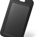 Uniclife 1 Pack Sliding ID Badge Holder Hard Black Vertical Plastic Card Case Protector Pouch with Clear Window for Office School ID Credit Cards Proximity Key Cards Drivers Licenses and Passes