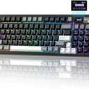 YUNZII IF99 Wireless Mechanical Gaming Keyboard with Smart LCD Display, QMK/VIA Programmable BT/2.4G/USB-C Gasket Mounted Hot Swap RGB 96% Layout for Mac/Win (Black, Cocoa Cream V2 Switch)