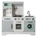 Gardenised Wooden Play Kitchen Toy, Light on Microwave, Cabinet, Washer, Sound Electronic Stove, Microwave and Sink Ages 3+