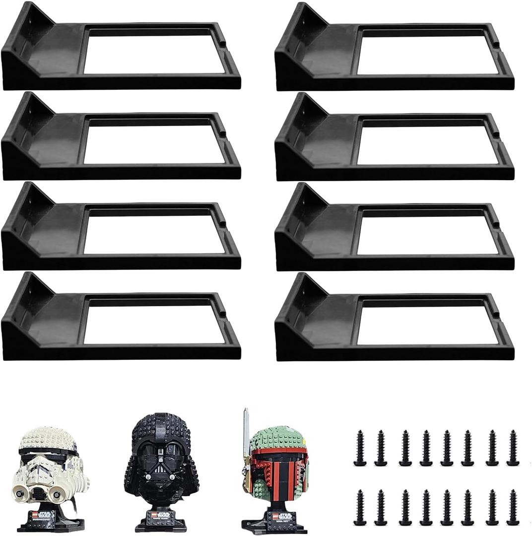 TEYOUYI 8pcs Wall Mount for Lego Star Wars Helmet Display Shelf for Lego Star Wars Helmet Compatible with All Standard Lego Helmets Black