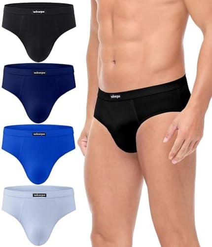 wirarpa Men's 100 Cotton Briefs Underwear No Fly Covered Waistband 4 Pack S