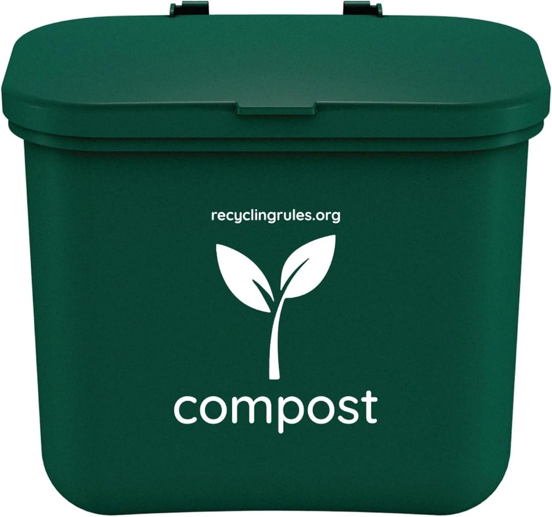 Small Green Compost Bin Container for Hanging on Kitchen Trash Container (Qty 1 Compost)
