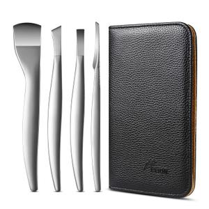 FVION Professional Pedicure Knife Set, 4PCS Ingrown Toenail Removal Blades Kit, Stainless Steel Callus Shaver Foot Blades - Silver