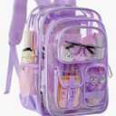 Clear Backpack with Pencil Case, Heavy Duty PVC Transparent Backpack with Reinforced Bottom & Multi-pockets for Kindergarten Primary College Workplace Security