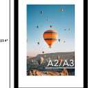 JCJMY 16.5x23.4 A2 Picture Frame Black with 11.7x16.5 A3 Mat, Display Photo 11.7x16.5 with Mat or 16.5 x 23.4 Without Mat, Wall Hanging Large Frame with Plexiglass, Black