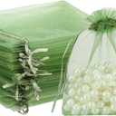 woric 120PCS Sage Green Small Mesh Bags 3.5x4.7 Inch Organza Bags with Drawstring Mini Mesh Gift Bag Jewelry Pouches for Wedding Bridal Baby Shower Mother's Day Spring Party Favor