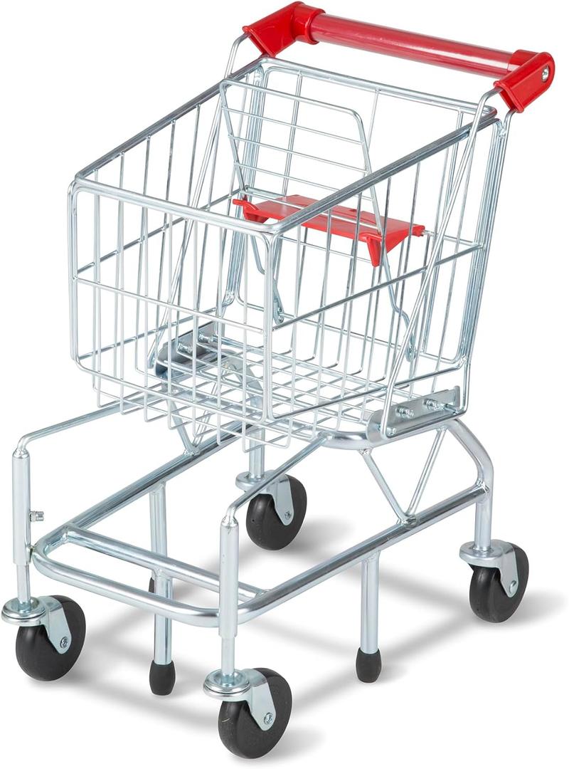 Melissa & Doug Toy Shopping Cart, Grocery Store Pretend Play Toys with Sturdy Metal Frame & Working Wheels, Toddler Shopping Cart, Preschool Learning Toys for Girls & Boys 3+, 20.2 X 15.0 X 14.0
