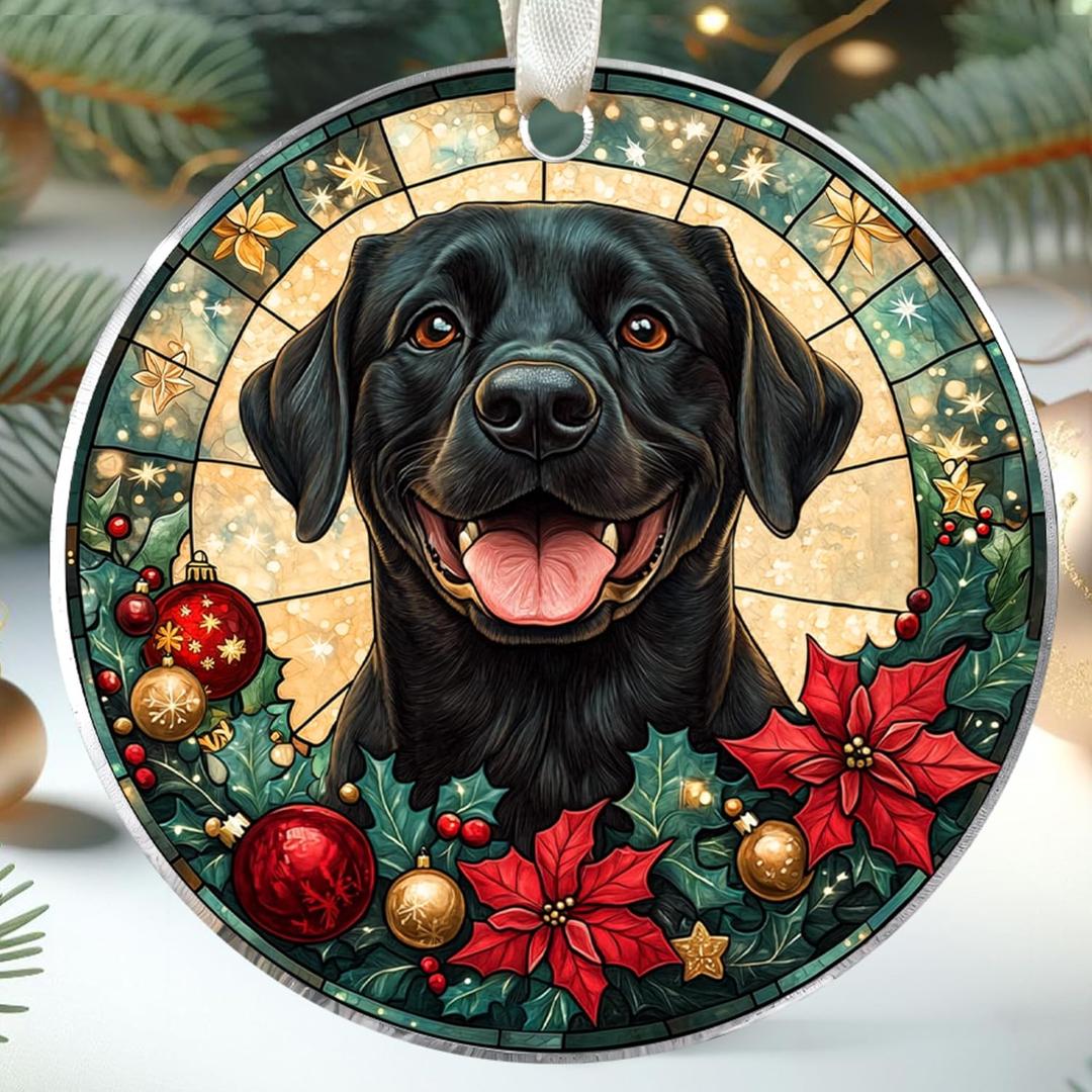 TUMSHANIP Black Lab Ornament - Black Labrador Christmas Ornaments - Dog Gifts for Women Men, Dog Lovers Gifts - Dogs Ornaments 2025 - Acrylic Christmas Ornament 2025