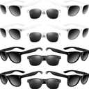 ASTARON 12 Pack Party Sunglasses Bulk Neon Party Favors for Beach Wedding Party Pool Supplies (Black and White)