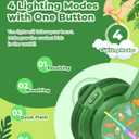 iClever BTH12 Kids Bluetooth Headphones,Colorful LED Lights Wireless Kids Headphones,74/85dBA Safe Volume,85H Playtime,Bluetooth 5.2,Over Ear Dinosaur Headphone Built-in Mic for iPad/Tablet/Airplane