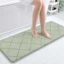 OLANLY Memory Foam Bath Mat 47x20, Ultra Soft and Absorbent Bathroom Rugs, Machine Washable, Comfortable Bath Carpet for Bathroom Floor, Tub and Shower, Sage Green