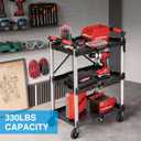 Folding Service Cart,Rolling Utility Cart,330 LBS Collapsible Service Cart,3 Shelf Heavy Duty Foldable Tool Cart