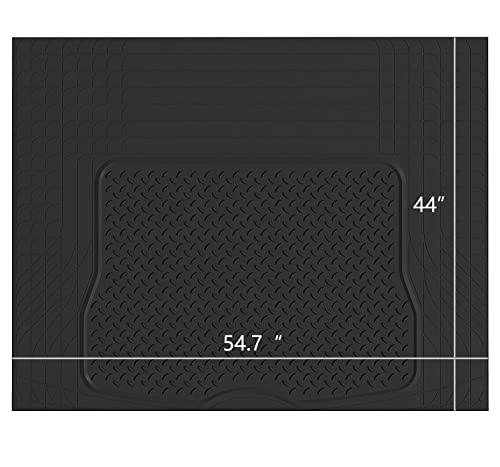 PIC AUTO Heavy Duty Cargo Liner, Trimmable All-Weather Rubber Trunk Mat for Cars, SUVs, Vans & Trucks, Anti-Slip Backing, Durable Protection, Large, Black