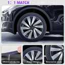 19 Inches Wheel Covers for 2025 2026 Tesla Model Y Juniper, Hub Protection Accessory, Replacement for Tesla Model Y 2025 Rim Protector, ABS Hubcaps 4-Piece, Black and White Color Contrast