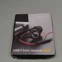 JIAMQISHI USB Headset with Microphone for PC, On-Ear Computer Laptop Headphones with Noise Cancelling Microphone in-line Control for Home Office Online Class Skype Zoom (USB+3.5mm, Black)