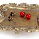 Vintage Decor for Home Bathroom Accessories Small Jewelry Tray Antique Ring Dish French Country Gold Trays Cute Brass Trinket Jewelry Plate Display Holder Baroque Moody Bedroom Wedding Decor Tray