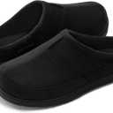 RockDove Men's SoftStride Faux Suede Memory Foam Mule Slipper with Indoor Outdoor Sole (11-12, Black)