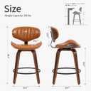 Counter Height Bar Stools, 24" Swivel Barstools with Backs, 1 Pack Brown, Set of 1