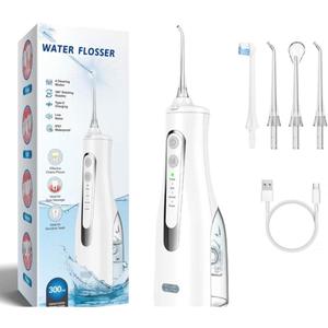Cordless Water Flosser - 4 Modes Water Flosser for Sensitive Teeth (White)