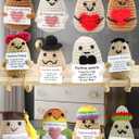 Lucky Box,4pcs Positive Crochet Giftset,Handmade Crochet Bulk,Cute Funny Emotional,Gifts for Crochet Lovers, Birthday Gifts for Women Men Friends Room Party Decor