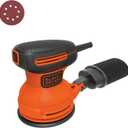 BLACK+DECKER Orbital Sander, 5 Inch, 2.0 Amp, 12000 OPM, Corded, 1 Sandpaper Sheet and Dust Bag Included (BDERO100)