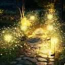 GIGALUMI Garden Outdoor Decor Lights 120LED 6Pack, Solar Garden Lights for Yard Outside Fairy Decorative,Solar Powered for Yard Pathway Flowerbed Planter Balcony Patio DecorWarm White (6 PACK 120 LEDS)