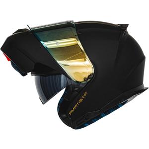 HAX Amatista Modular Flip-Up Dual Visor Motorcycle Helmet - DOT/ECE Approved, Lightweight, Comfortable, and Stylish Helmet for Men and Women (Matte Black L)