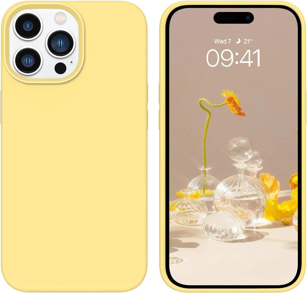 BENTOBEN for iPhone 14 Pro Max Case, Soft Silicone Gel Rubber Bumper Microfiber Lining Hard Back Shockproof Protective Phone Cover for iPhone 14 Pro Max 6.7", Yellow