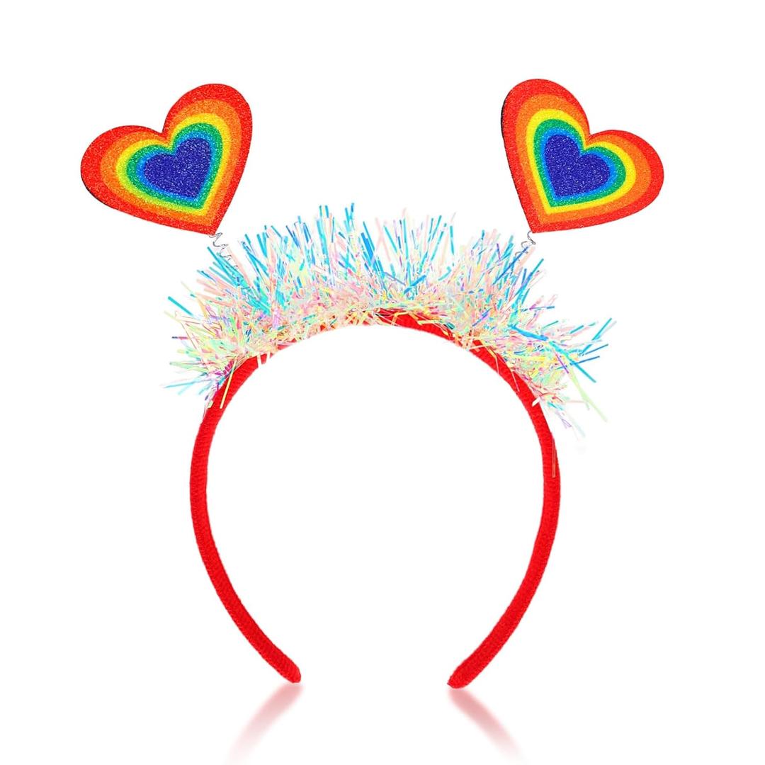 3 x Rainbow Hair Hoop Glitter Tassel Head Bopper Color Heart Hairband for Women Girls Kids - Gay Pride Celebration Parades Festival Headdress Accessories 1PCS