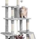 Yaheetech Cat Tree, Multi-Level Cat Tower for Indoor Kittens, 63in, Condo Furniture with Scratching Posts, Large Top Perch, Hammock, Tall Pet Climbing Stand for Kitty Play (Light Gray)