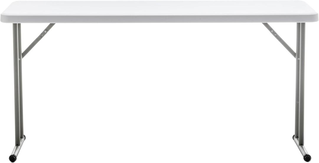 BTEXPERT 5-Foot - 60" Long White Plastic Folding Seminar Training Table Portable 18" Wide Narrow, 29" High, Events Indoor Outdoor Lightweight (One)