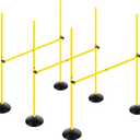 Adjustable Height Agility Hurdle Set Multi-Function Soccer Trainning Pole Set Coaching Sticks with Rubber Base (4.9 FT)