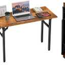 TEMI Small Computer Desk Folding Table - 43.3" Foldable Office Desk, No Assembly, Perfect for Small Spaces in Bedroom, Dorm, or Apartment, Portable Mini Desk or Study Table with Compact Design, Brown