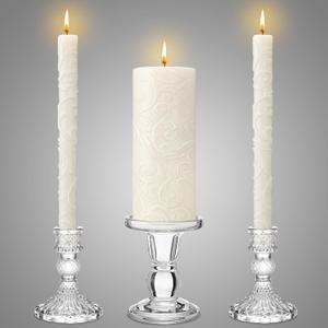 Irenare Unity Candles with Holder for Wedding Ceremony Wedding Decortions Accessories Glass Candle Holder Pillar Candle for Formal Events Church (Delicate) Irenare Unity Candles with Holder for Wedding Ceremony Wedding Decortions Accessories Glass Candle Holder Pillar Candle for Formal Events Church (Delicate)
