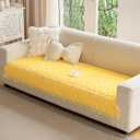 Couch Cover Washable, Sofa Covers for Pet, Sofa Slipcover with Rose-Pattern, Couches Protector for Dog (Yellow 35.5"X60")