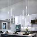 ykolupty 4-Lights Kitchen Island Pendant Lights Silver Mini Chandeliers for Dining Room Crystal Pendant Lighting Ceiling Lights for Hallway Foyer Living Room