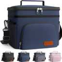 HOTOR Insulated Lunch Box for Men & Women - Leak-Proof Cooler Lunch Bag with 4 Pockets, Adjustable Strap, Ideal for Work, Picnic, Travel - Medium, Navy Blue, 10.2"6.9"8.5"