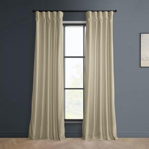 HPD Half Price Drapes Heritage Plush Velvet Curtains 84 Inches Long Room Darkening Curtains for Bedroom & Living Room 50W x 84L, (1 Panel), Macchiato Beige