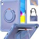 BRAECN for iPad (A16) 11th/10th Generation Case 11 inch 2025/10.9'' 2022 Handle Protective Cover 360 Rotating Ring Stand, Shockproof Dropproof Case for Kids Kickstand & Pencil Holder & Shoulder Strap (Lavender Grey)