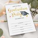 2 x graduation invitations 2025 - Grad Party - 20 invitation cards with envelopes, Gold Font Fill-in style Celebration party invitation, College Graduation Party Decoration & Supplies - A01