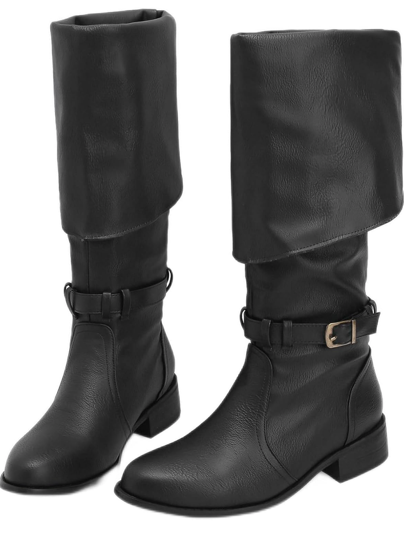 Scaoruki Women Vintage Fold Over Boots 41