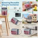 Airtight Silicone Food Storage Containers Set - Leakproof Food Canister Jars of 2 with Vent Lid,Handle for Outdoor,Safe Foldable Reusable,Salad Freezer Storage Container,Dishwash Micro Safe,Gray